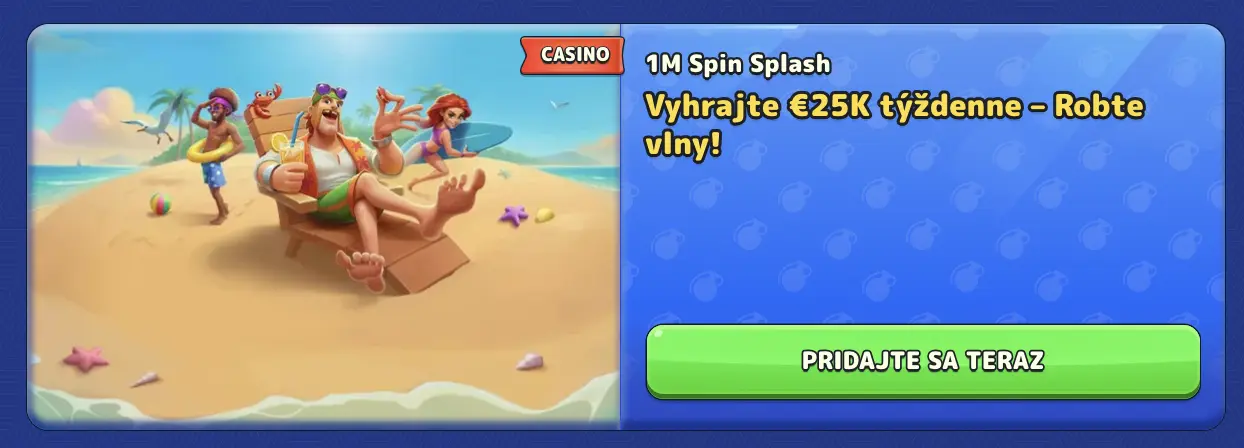 Pistolo Casino – Zapojte sa do 1M Spin Splash a vyhrajte až €25K každý týždeň Letná promo akcia 1M Spin Splash v Pistolo Casino s možnosťou vyhrať €25 000 týždenne na pláži